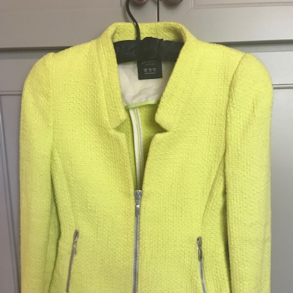 Zara 100% Cotton Yellow Tailored  Blazer